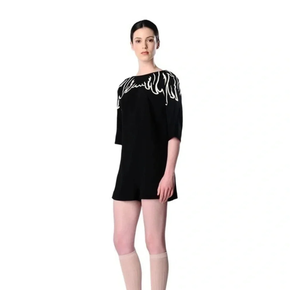 Red Valentino wings embroidered dress